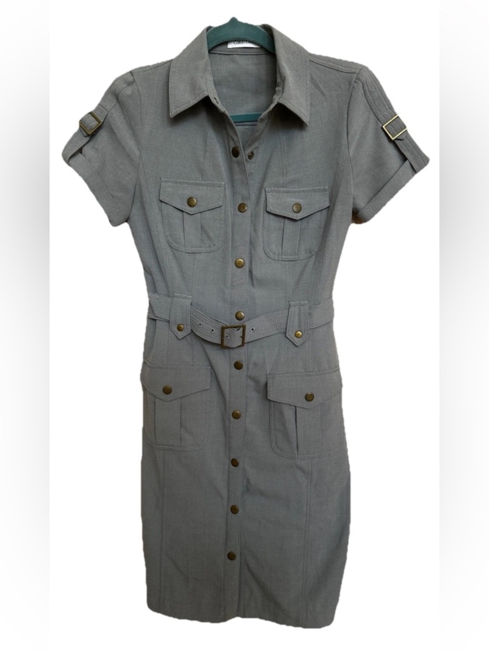 Calvin Klein Gray Safari Utility Belted Shirt Dress - Size 2